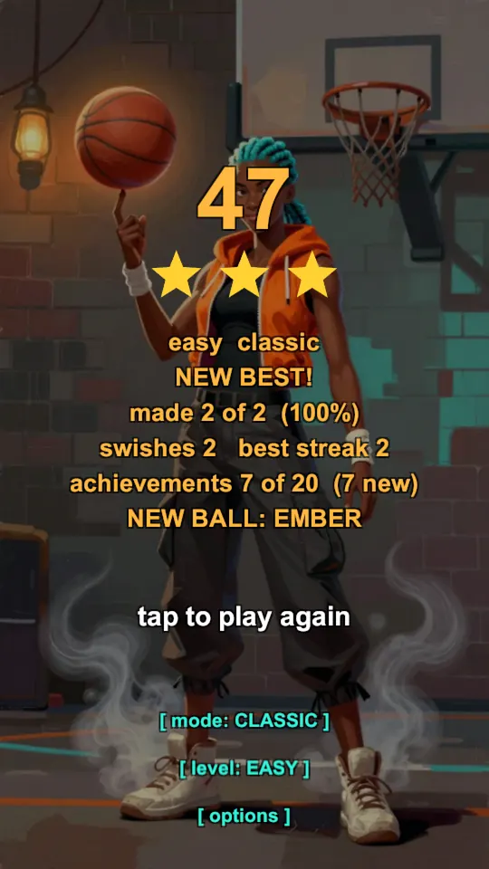 Three stars on the results screen and two new balls earned.